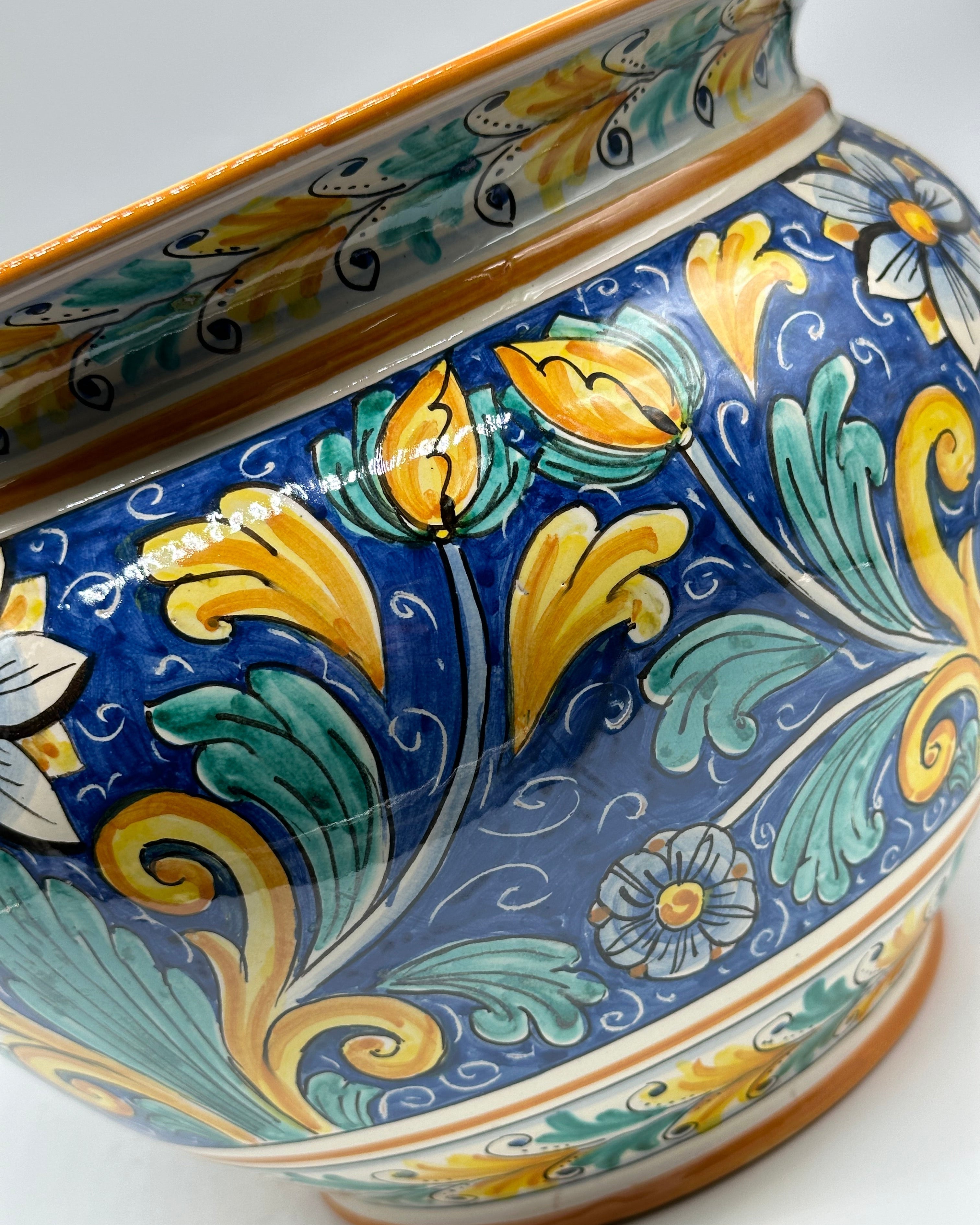 Portavaso Decorato a Mano Diametro 30cm Ceramica Caltagirone V.1 - MEZZA PIGNA