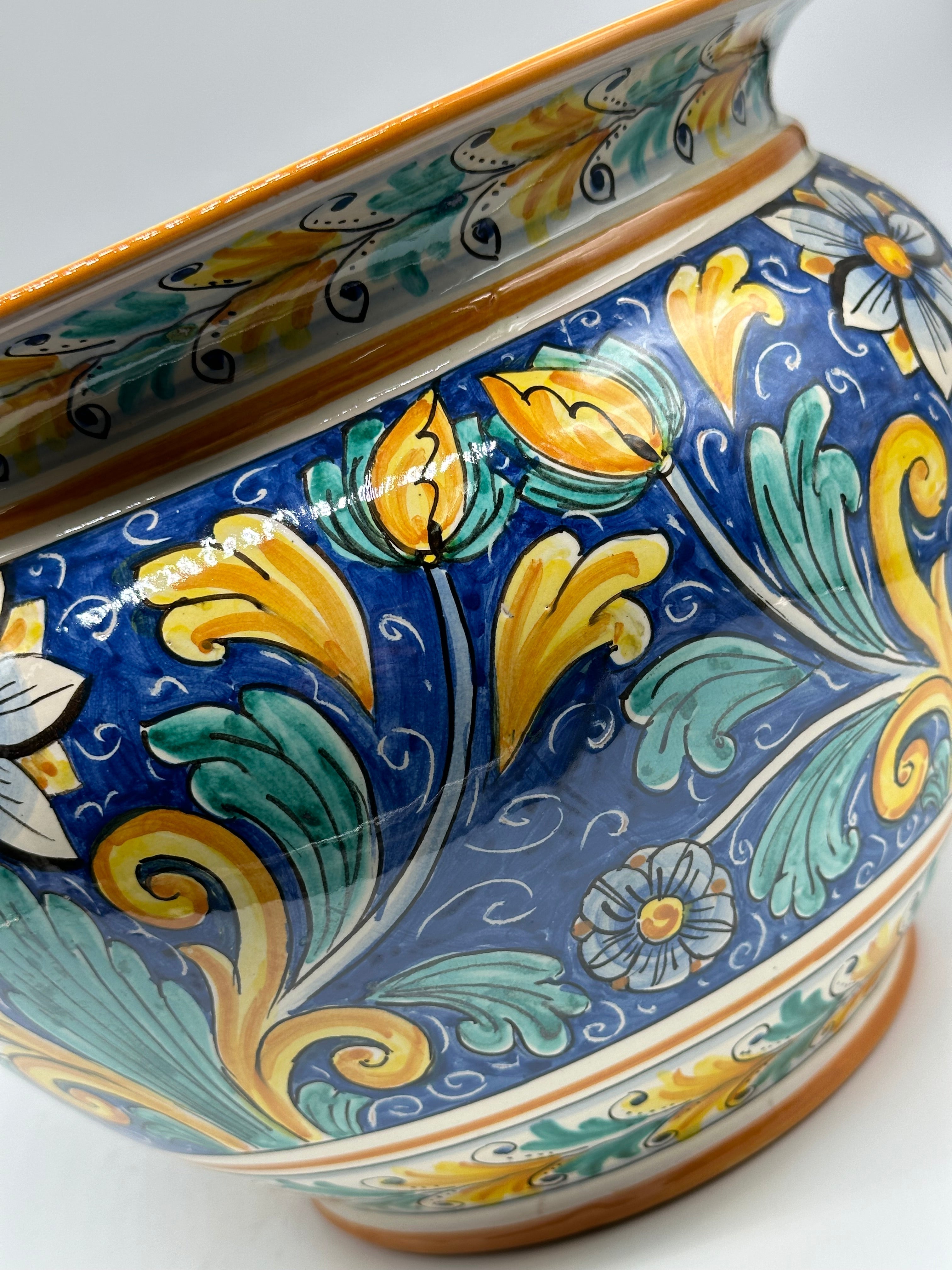 Portavaso Decorato a Mano Diametro 30cm Ceramica Caltagirone V.1 - MEZZA PIGNA