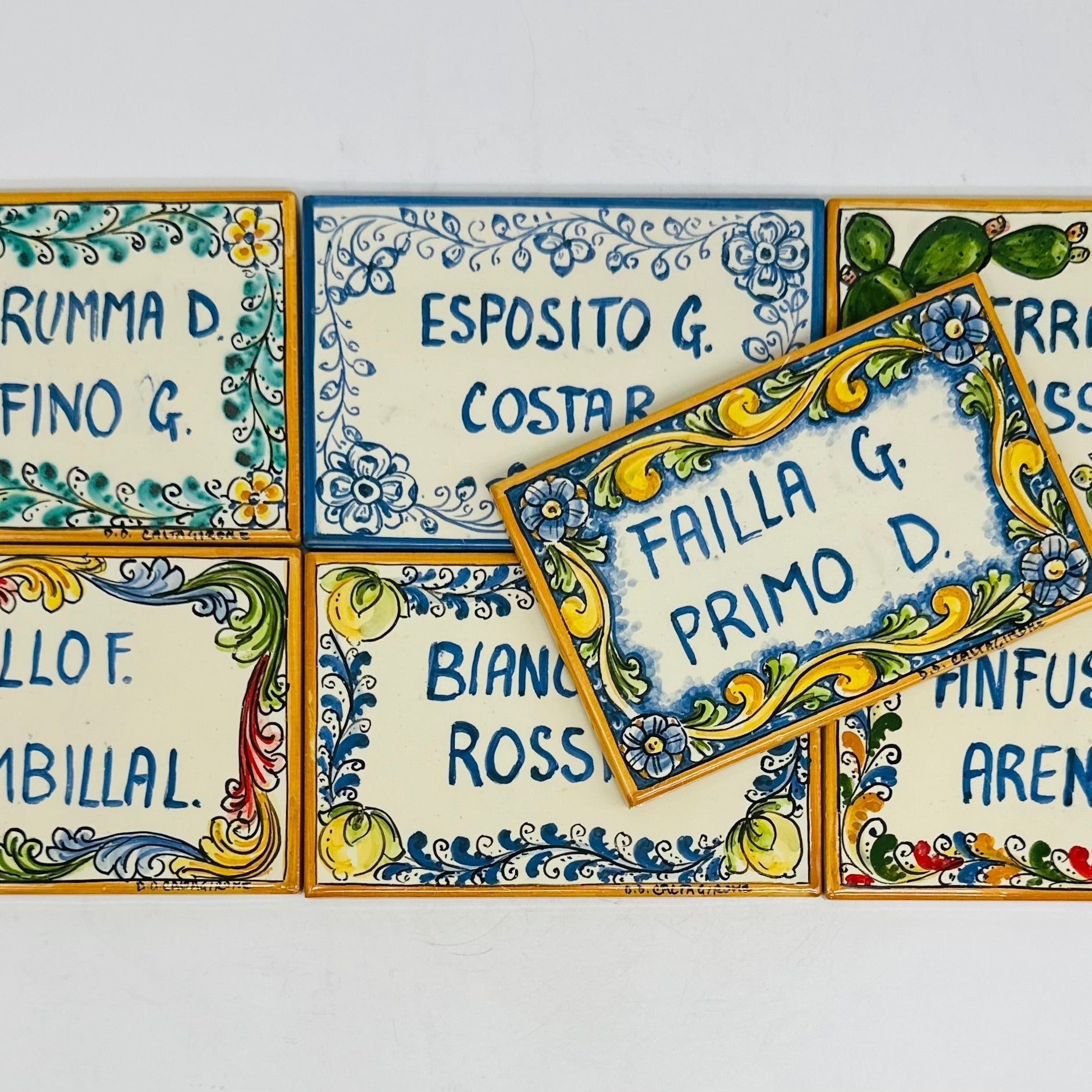 Targa Famiglia Mattonella cm 15x10 Ceramica Artigianale Caltagirone - MADE IN SICILY