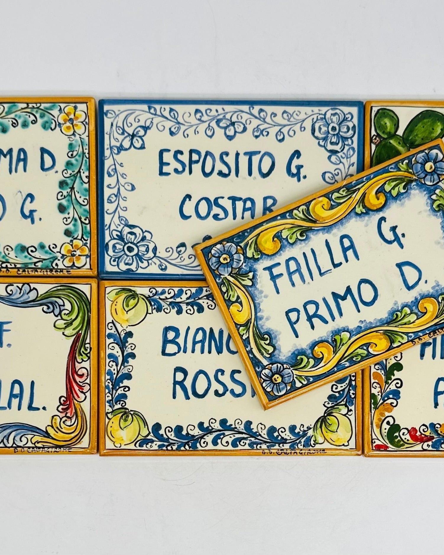 Targa Famiglia Mattonella cm 15x10 Ceramica Artigianale Caltagirone - MADE IN SICILY