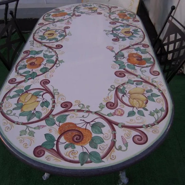 Tavolo Ovale Agrumi di Sicilia – Pietra Lavica Decorata - TAVOLI