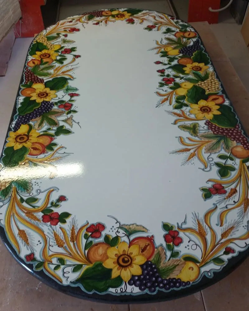 Tavolo Ovale Autunno – Pietra Lavica Decorata - TAVOLI