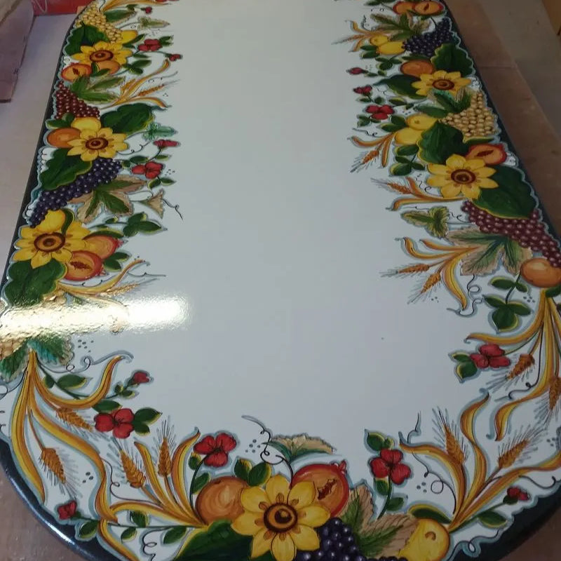 Tavolo Ovale Autunno – Pietra Lavica Decorata - TAVOLI