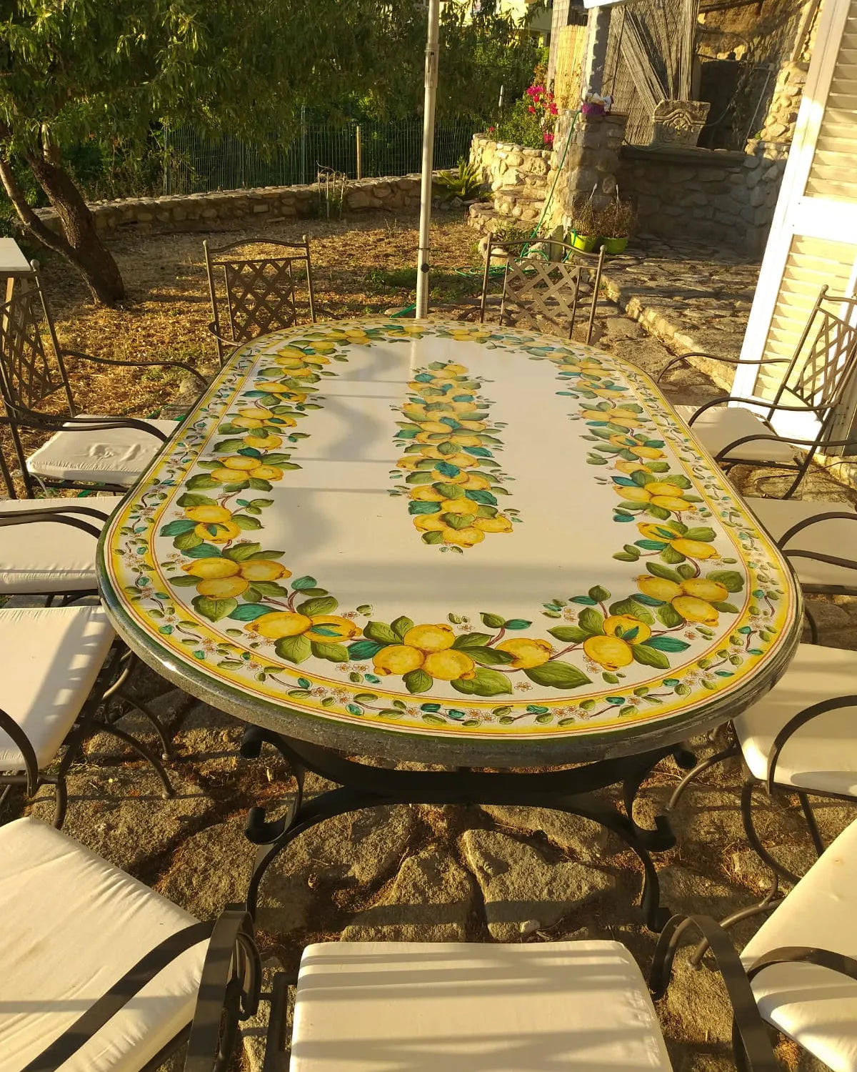 Tavolo Ovale Limoni di Sicilia – Pietra Lavica Decorata - TAVOLI