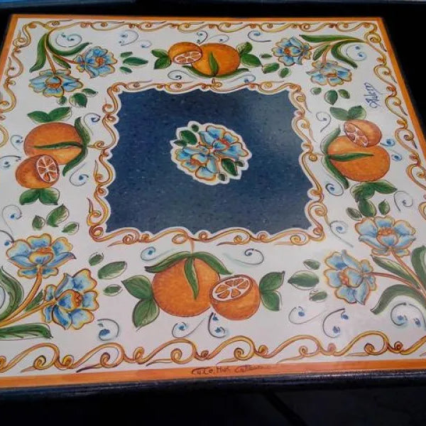 Tavolo Quadrato Arance – Pietra Lavica Decorato - TAVOLI