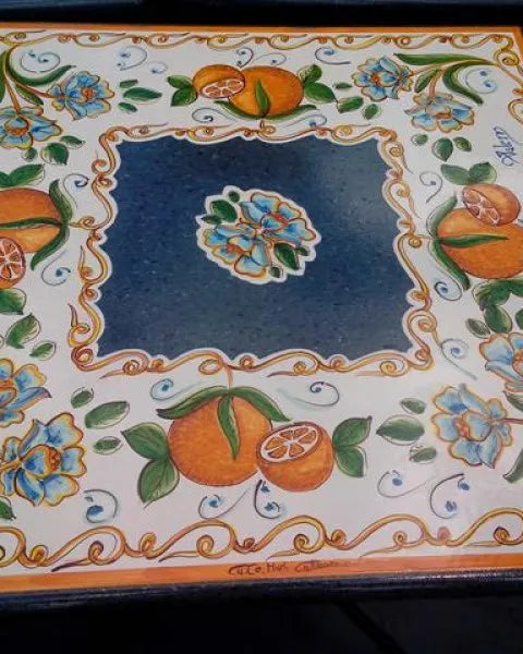 Tavolo Quadrato Arance – Pietra Lavica Decorato - TAVOLI