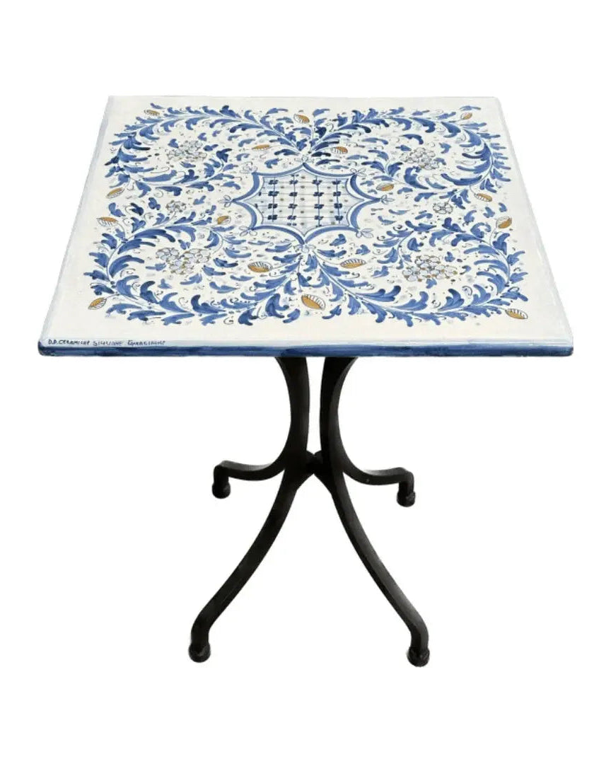 Tavolo Quadrato in Pietra Lavica Decoro N.2 - MISURE VARIE - TAVOLO IN PIETRA LAVICA