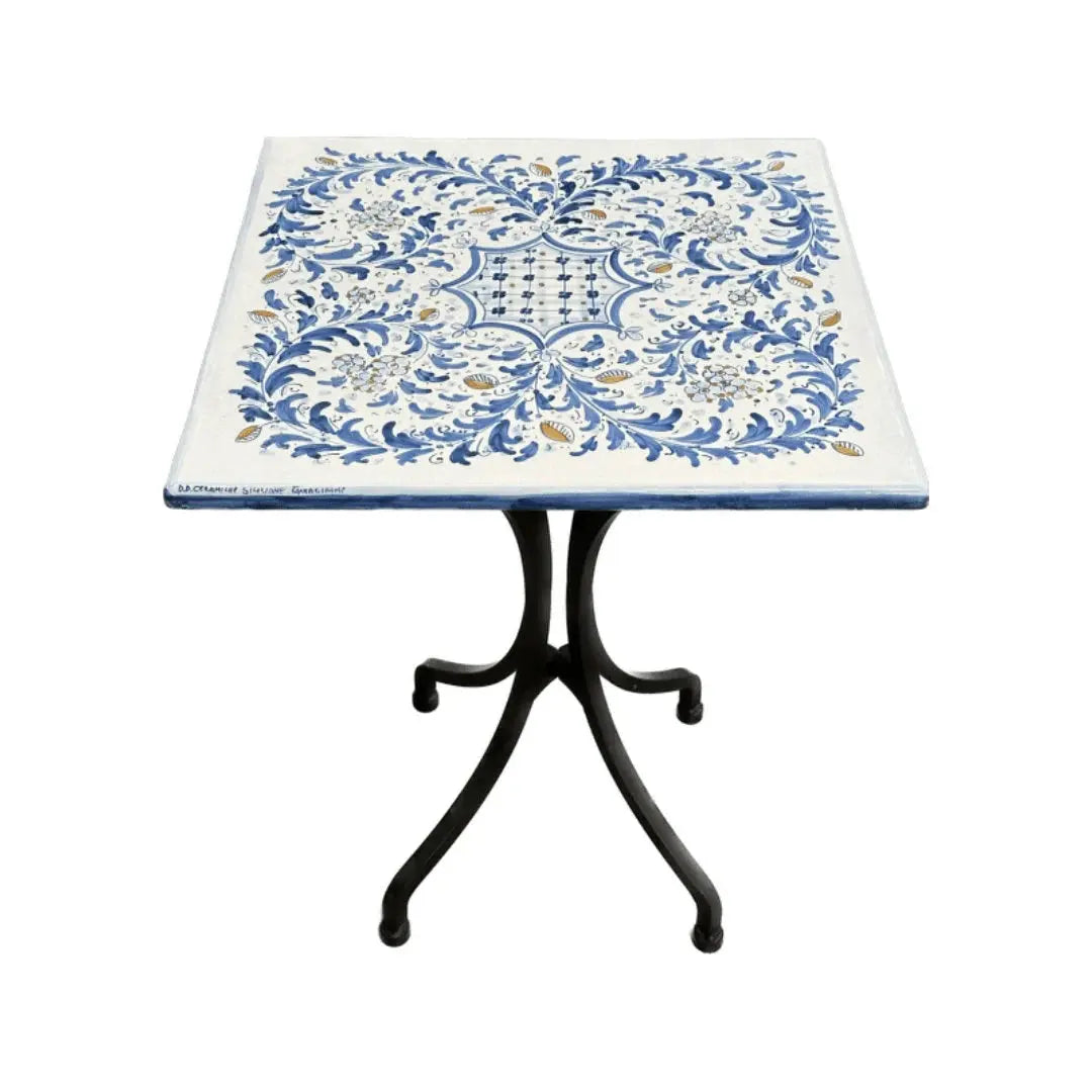 Tavolo Quadrato in Pietra Lavica Decoro N.2 - MISURE VARIE - TAVOLO IN PIETRA LAVICA