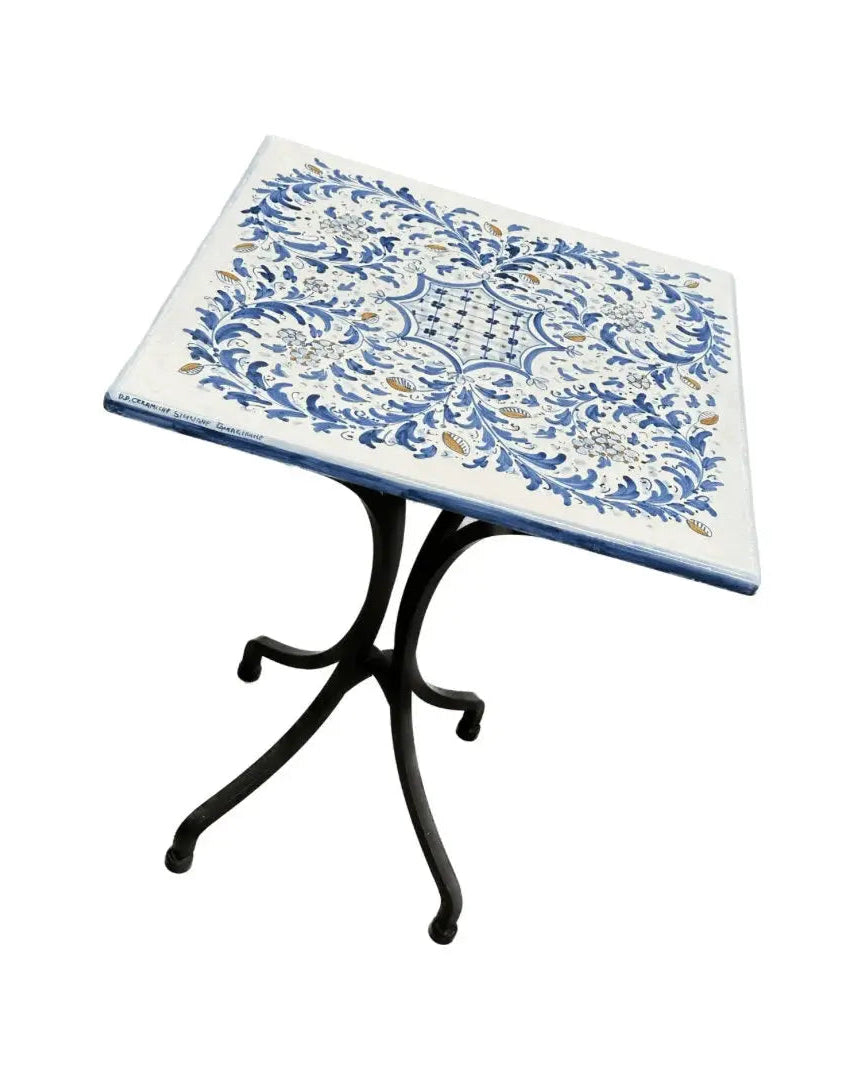 Tavolo Quadrato in Pietra Lavica Decoro N.2 - MISURE VARIE - TAVOLO IN PIETRA LAVICA