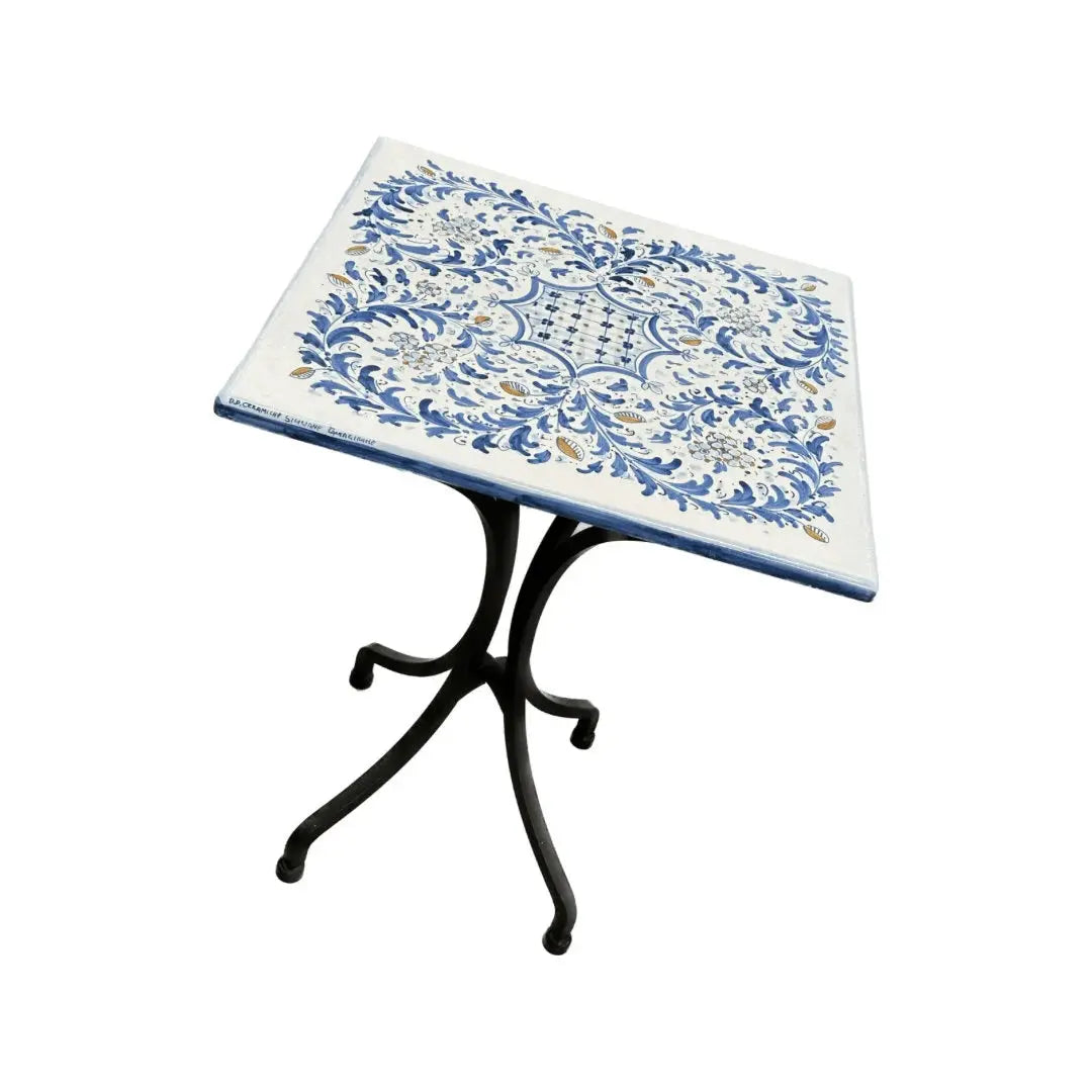 Tavolo Quadrato in Pietra Lavica Decoro N.2 - MISURE VARIE - TAVOLO IN PIETRA LAVICA