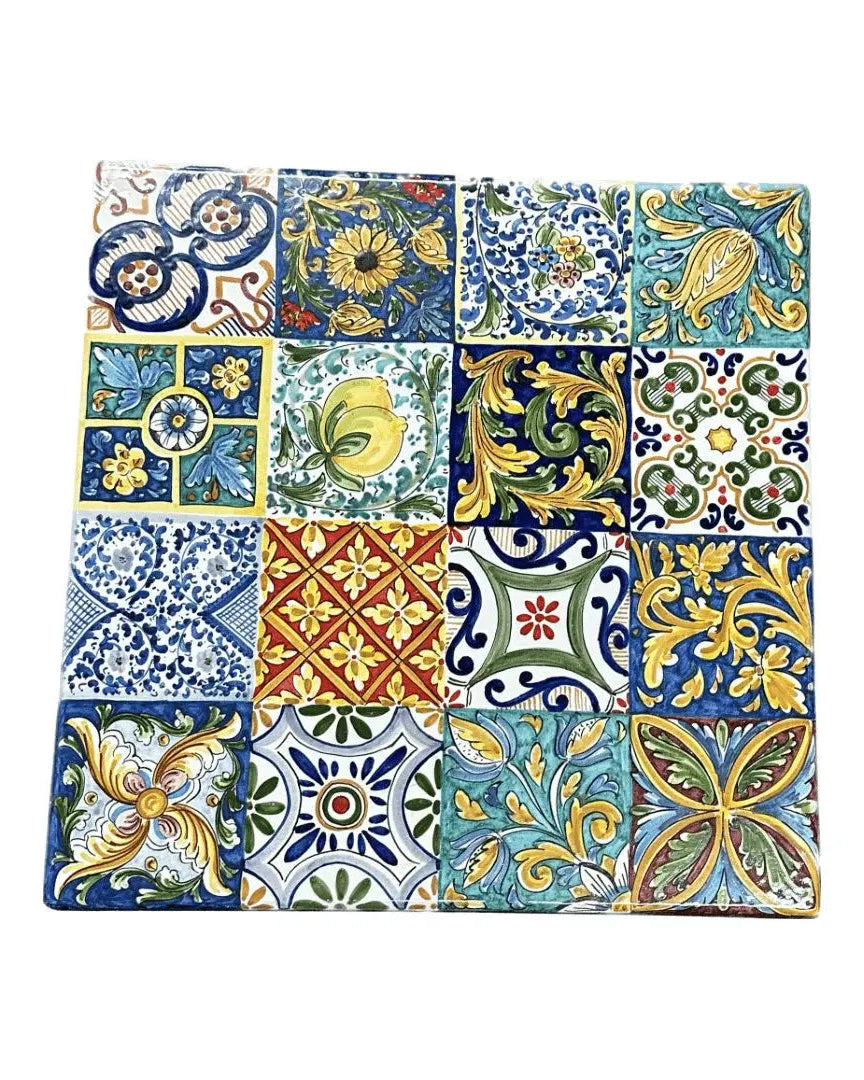 Tavolo Quadrato in Pietra Lavica Decoro N.3 - MISURE VARIE - TAVOLO IN PIETRA LAVICA