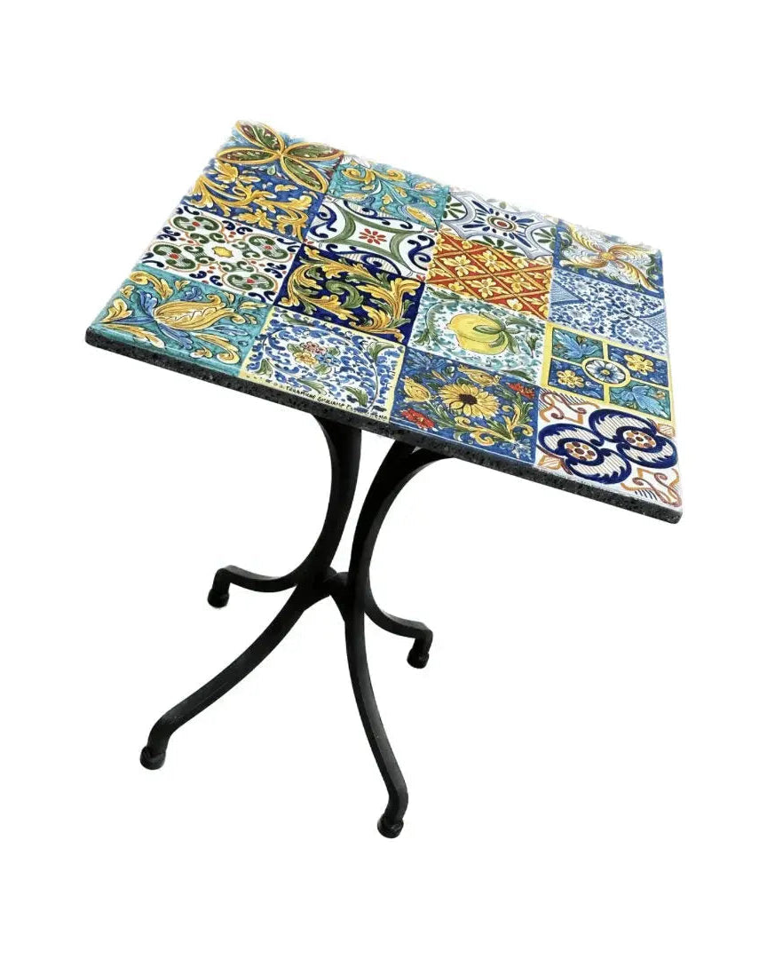 Tavolo Quadrato in Pietra Lavica Decoro N.3 - MISURE VARIE - TAVOLO IN PIETRA LAVICA