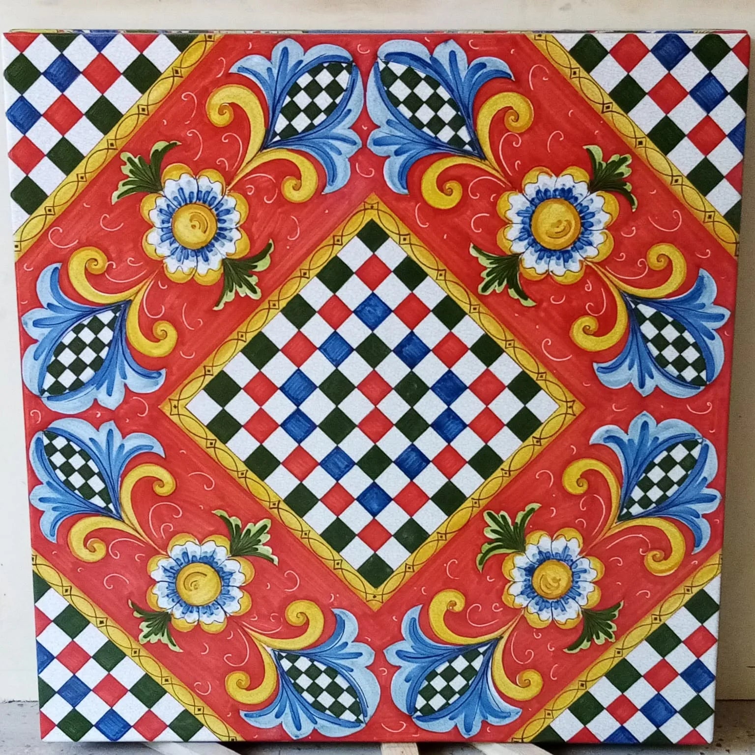 Tavolo Quadrato Scacchi – Pietra Lavica Decorato - TAVOLI