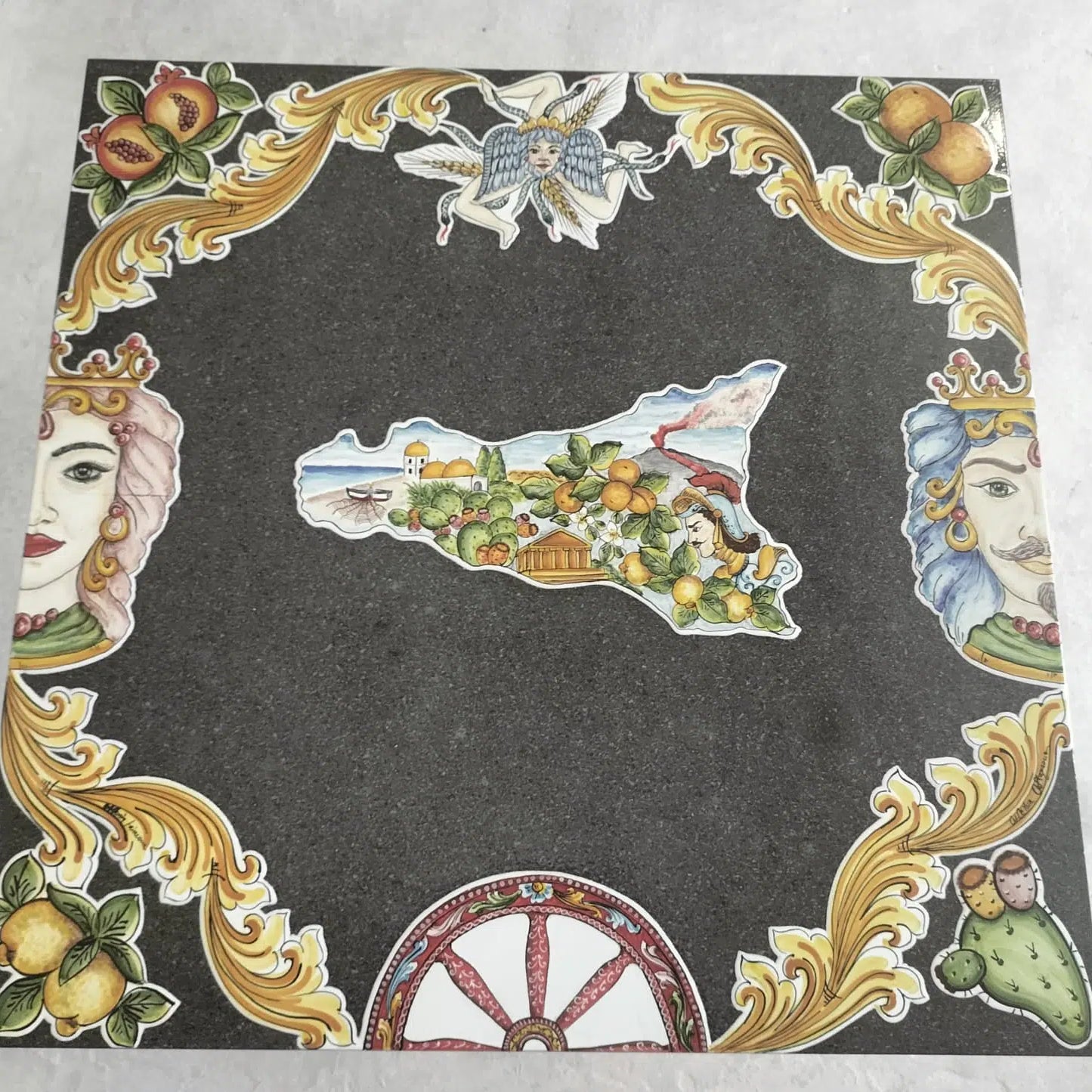 Tavolo Quadrato Sicilia – Pietra Lavica Decorato - TAVOLI