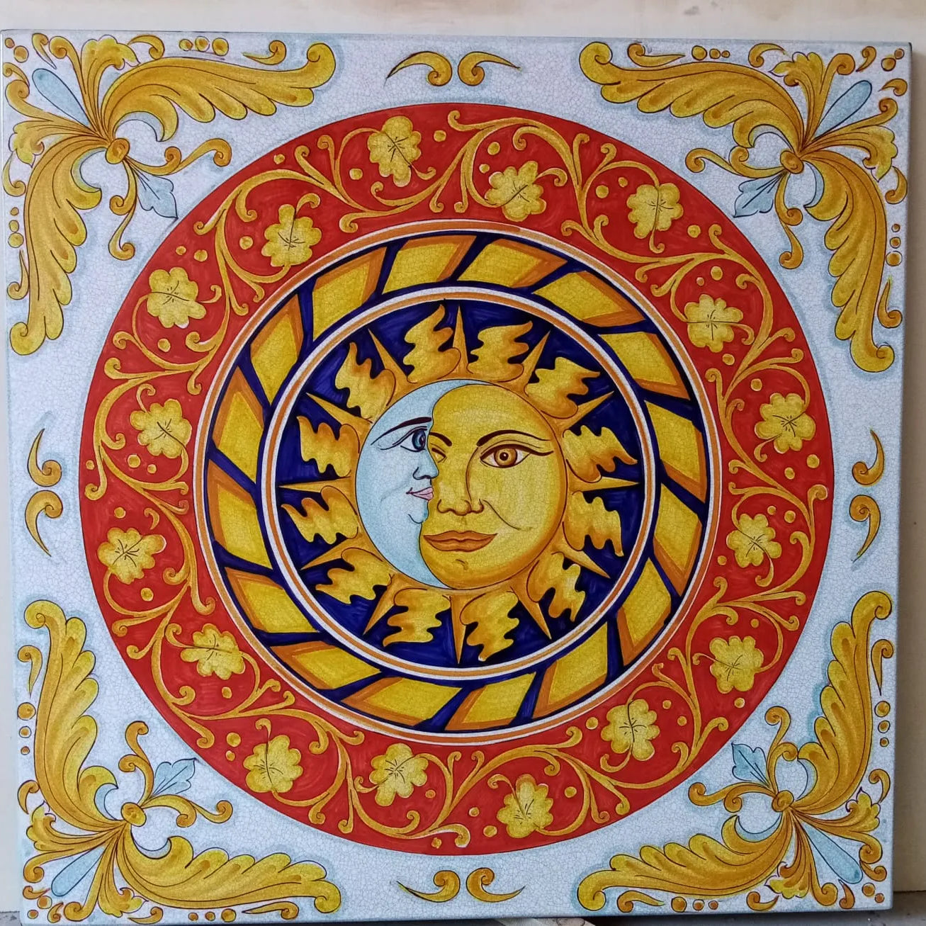 Tavolo Quadrato Sole e Luna – Pietra Lavica Decorato - TAVOLI