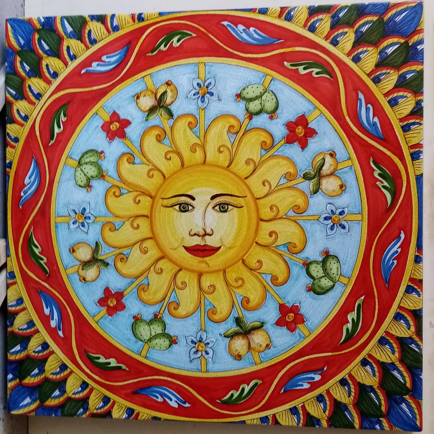 Tavolo Quadrato Sole – Pietra Lavica Decorato - TAVOLI