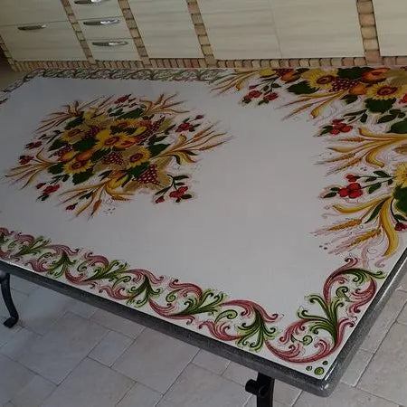Tavolo Rettangolare Allegoria di Colori – Pietra Lavica Decorata - TAVOLI