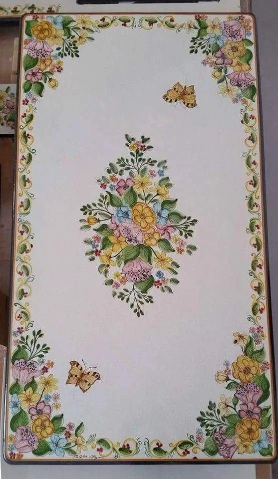 Tavolo Rettangolare Fiori – Pietra Lavica Decorata - TAVOLI