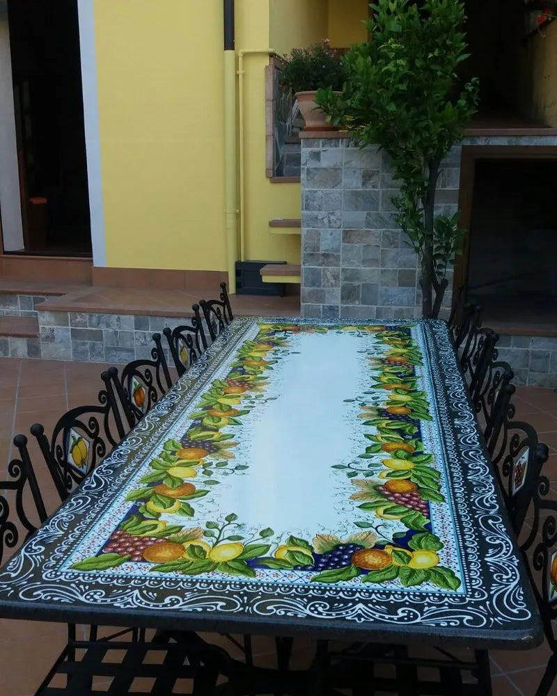 Tavolo Rettangolare Frutta Scontornato – Pietra Lavica Decorata - TAVOLI