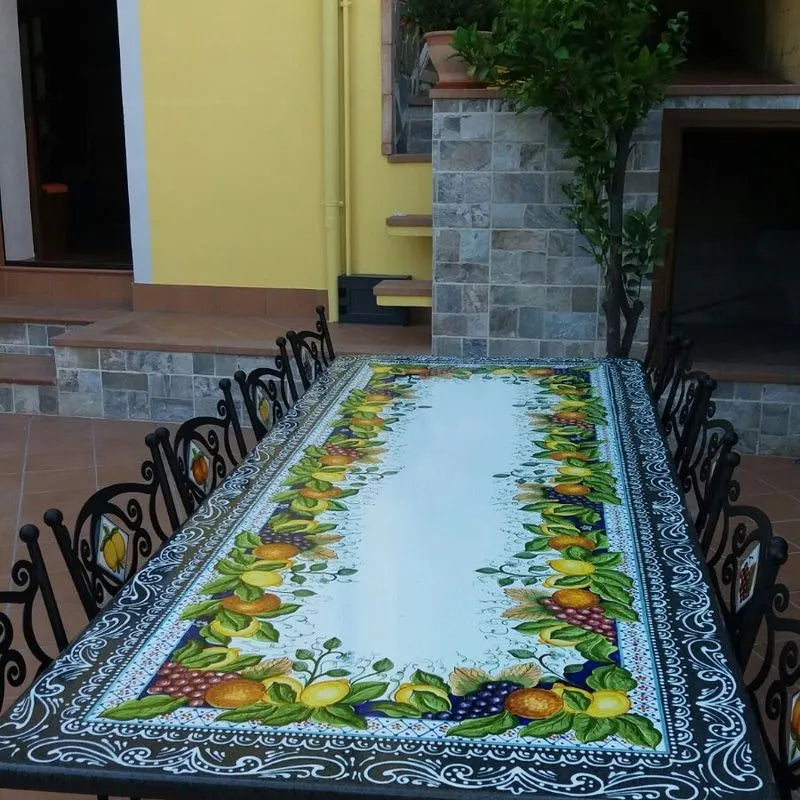 Tavolo Rettangolare Frutta Scontornato – Pietra Lavica Decorata - TAVOLI