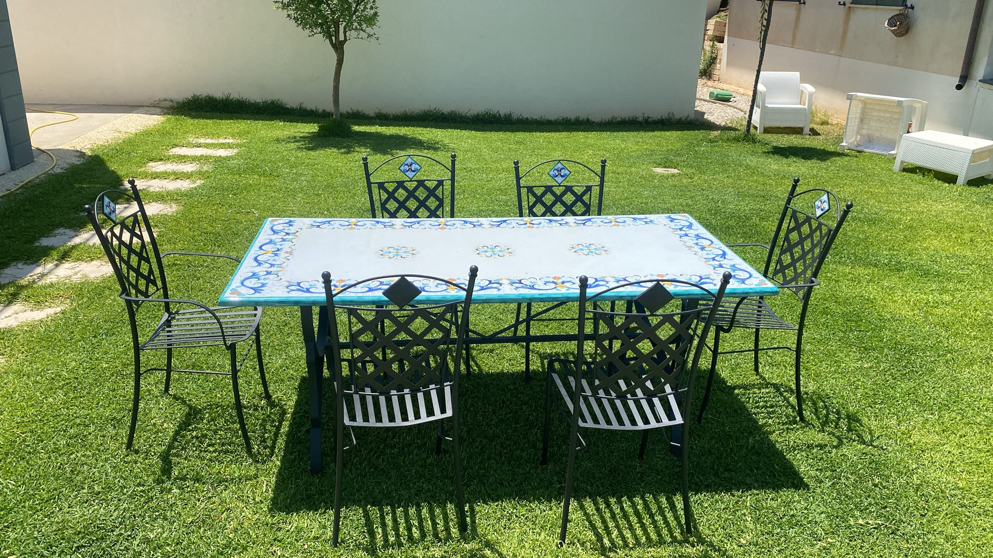 Tavolo Rettangolare in Pietra Lavica Decoro N.6 - MISURE VARIE - TAVOLO IN PIETRA LAVICA