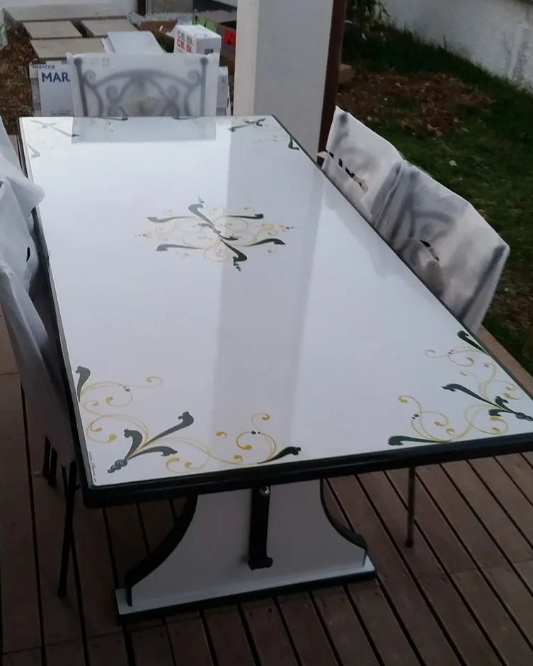 Tavolo Rettangolare in STILE – Pietra Lavica Decorata - TAVOLI