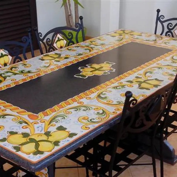 Tavolo Rettangolare Limoni dell’Etna – Pietra Lavica Decorata - TAVOLI