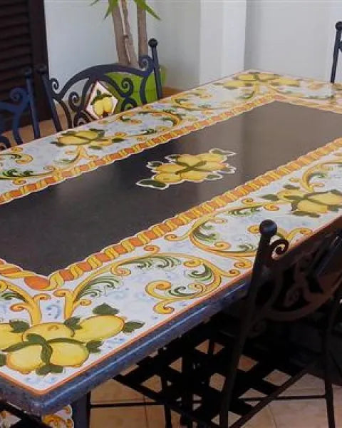 Tavolo Rettangolare Limoni dell’Etna – Pietra Lavica Decorata - TAVOLI