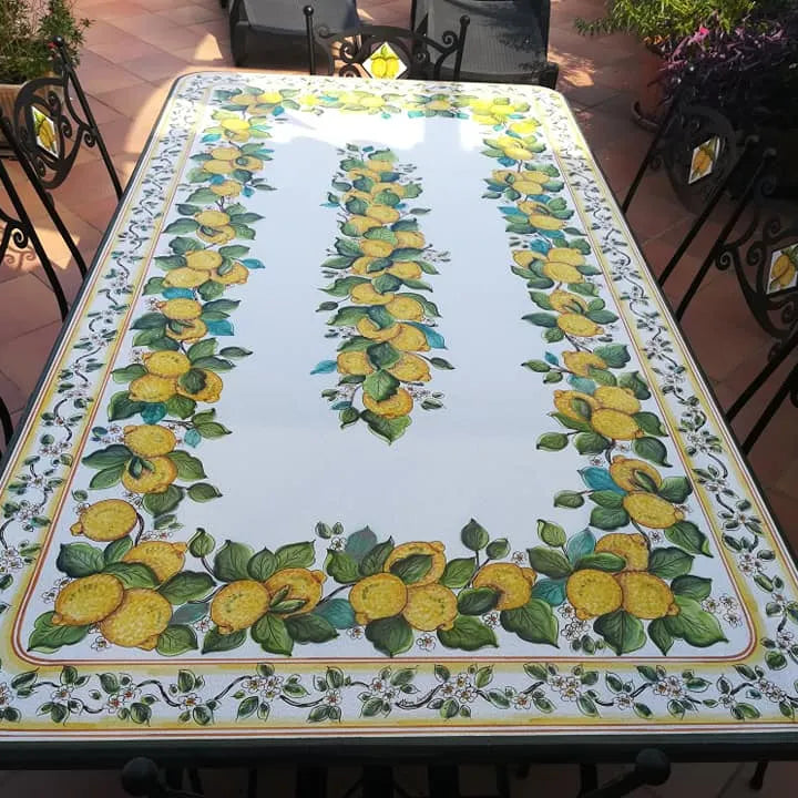 Tavolo Rettangolare Limoni di Sicilia – Pietra Lavica Decorata - TAVOLI