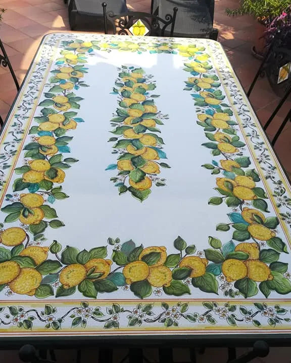 Tavolo Rettangolare Limoni di Sicilia – Pietra Lavica Decorata - TAVOLI