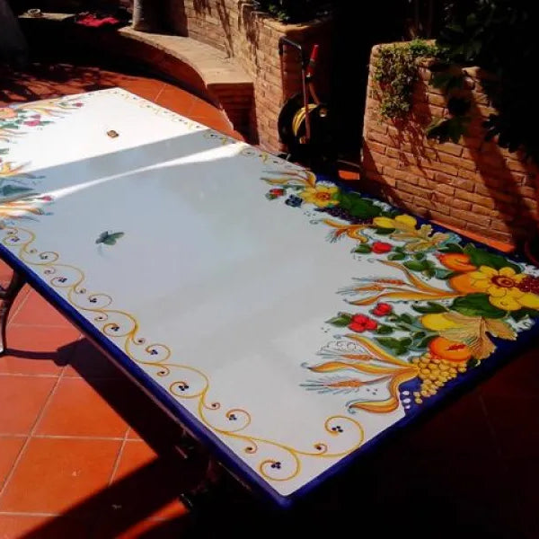 Tavolo Rettangolare Scontornato Blu – Pietra Lavica Decorata - TAVOLI