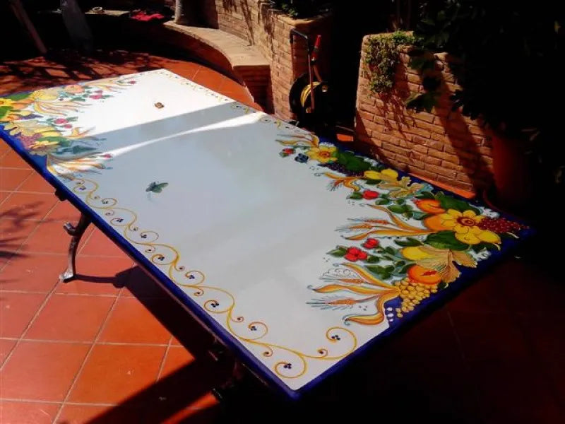 Tavolo Rettangolare Scontornato Blu – Pietra Lavica Decorata - TAVOLI