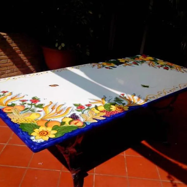 Tavolo Rettangolare Scontornato Blu – Pietra Lavica Decorata - TAVOLI