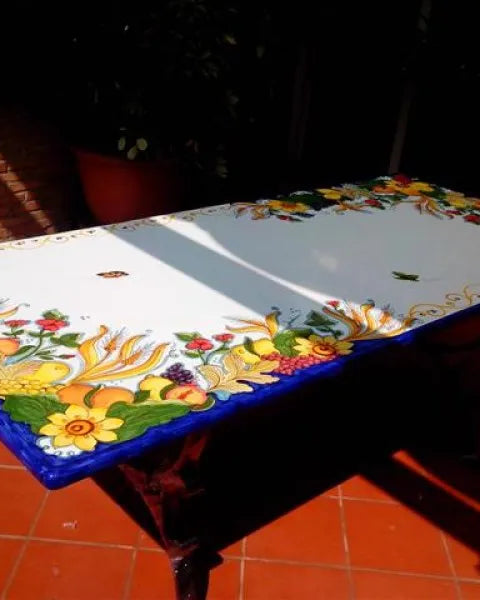 Tavolo Rettangolare Scontornato Blu – Pietra Lavica Decorata - TAVOLI