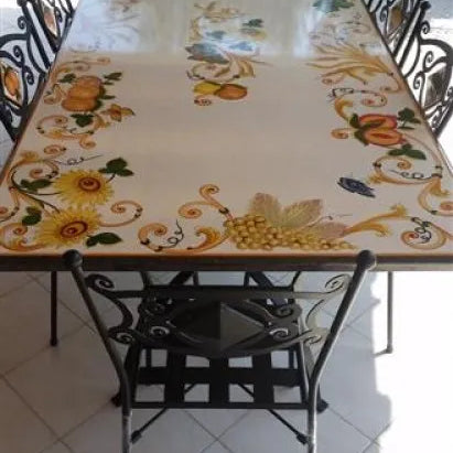 Tavolo Rettangolare Spighe e Frutta – Pietra Lavica Decorata - TAVOLI