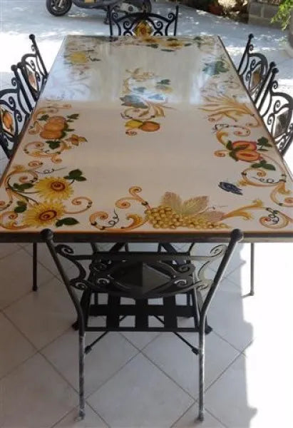 Tavolo Rettangolare Spighe e Frutta – Pietra Lavica Decorata - TAVOLI