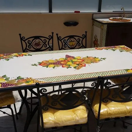 Tavolo Rettangolare Volute Verdi – Pietra Lavica Decorata - TAVOLI