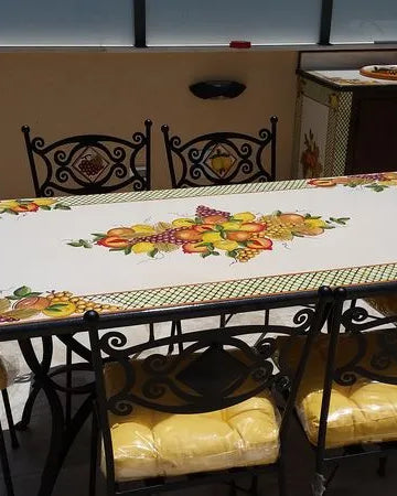 Tavolo Rettangolare Volute Verdi – Pietra Lavica Decorata - TAVOLI