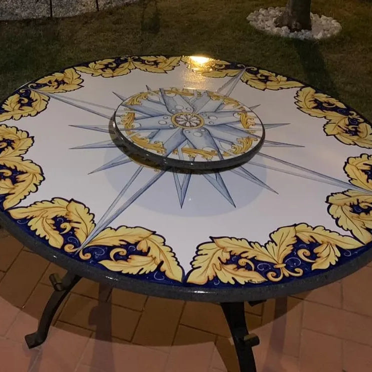 Tavolo Rotondo con Stella Girevole – Design Dinamico e Colorato - TAVOLI