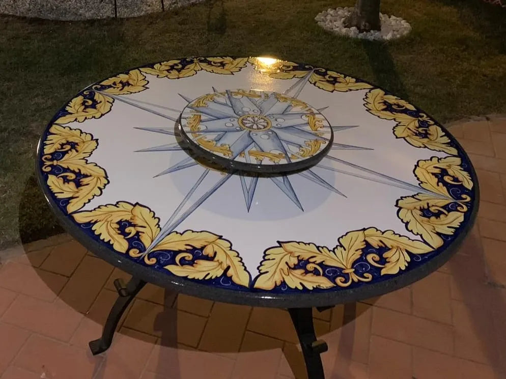 Tavolo Rotondo con Stella Girevole – Design Dinamico e Colorato - TAVOLI
