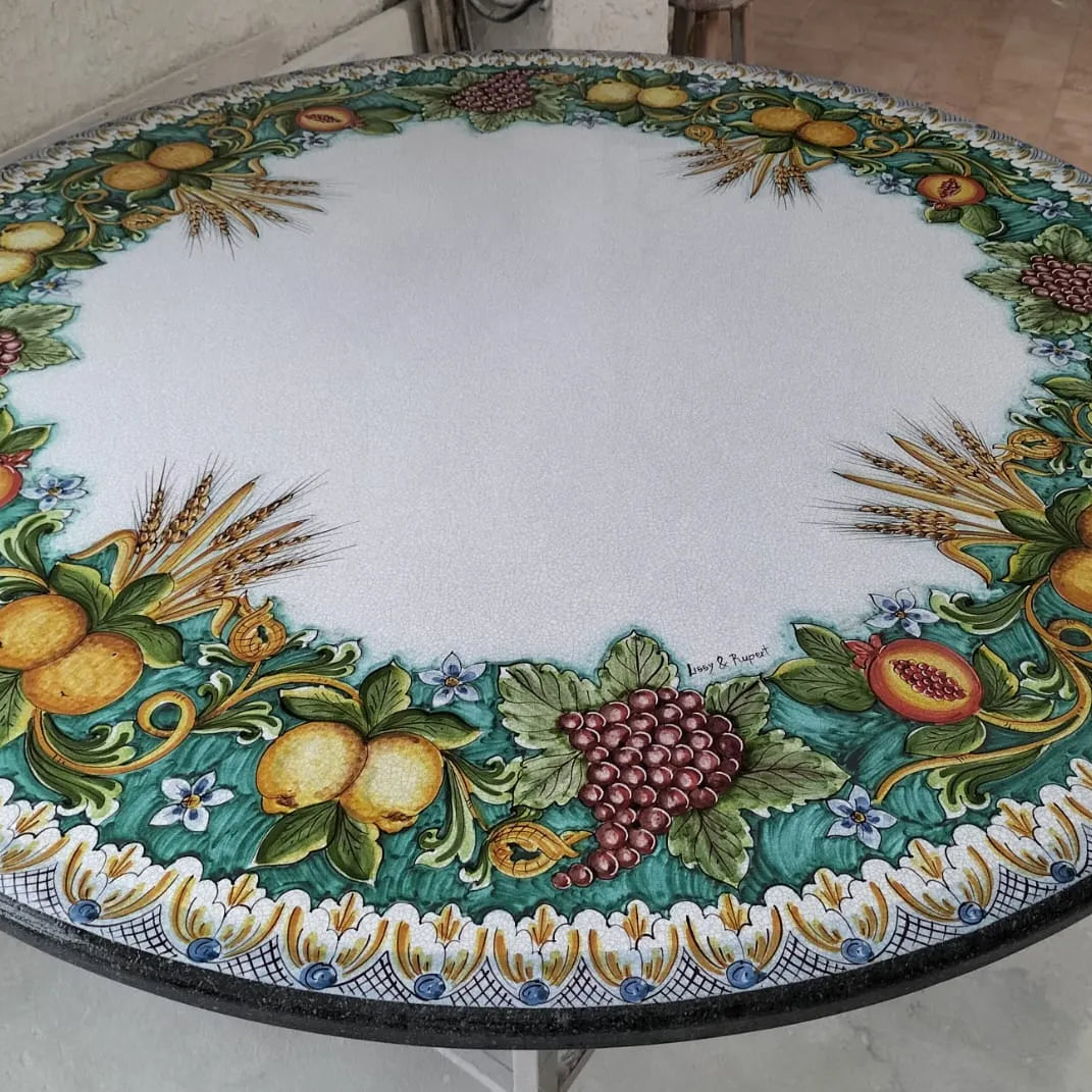 Tavolo Rotondo Frutta con Fondo Verde – Freschezza Naturale - TAVOLI