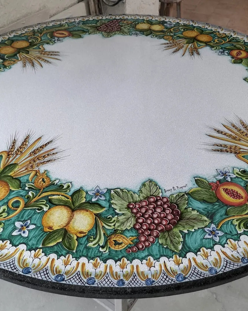 Tavolo Rotondo Frutta con Fondo Verde – Freschezza Naturale - TAVOLI