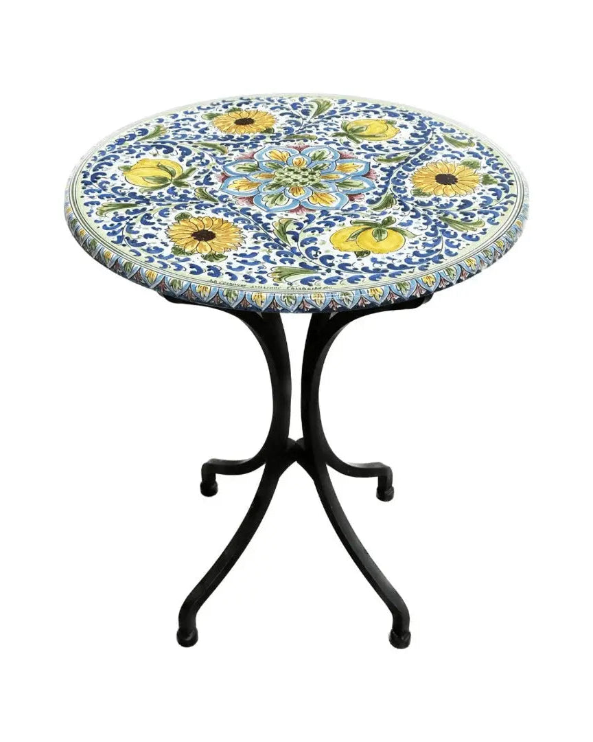 Tavolo Rotondo in Pietra Lavica Decoro N.4- MISURE VARIE - TAVOLO IN PIETRA LAVICA