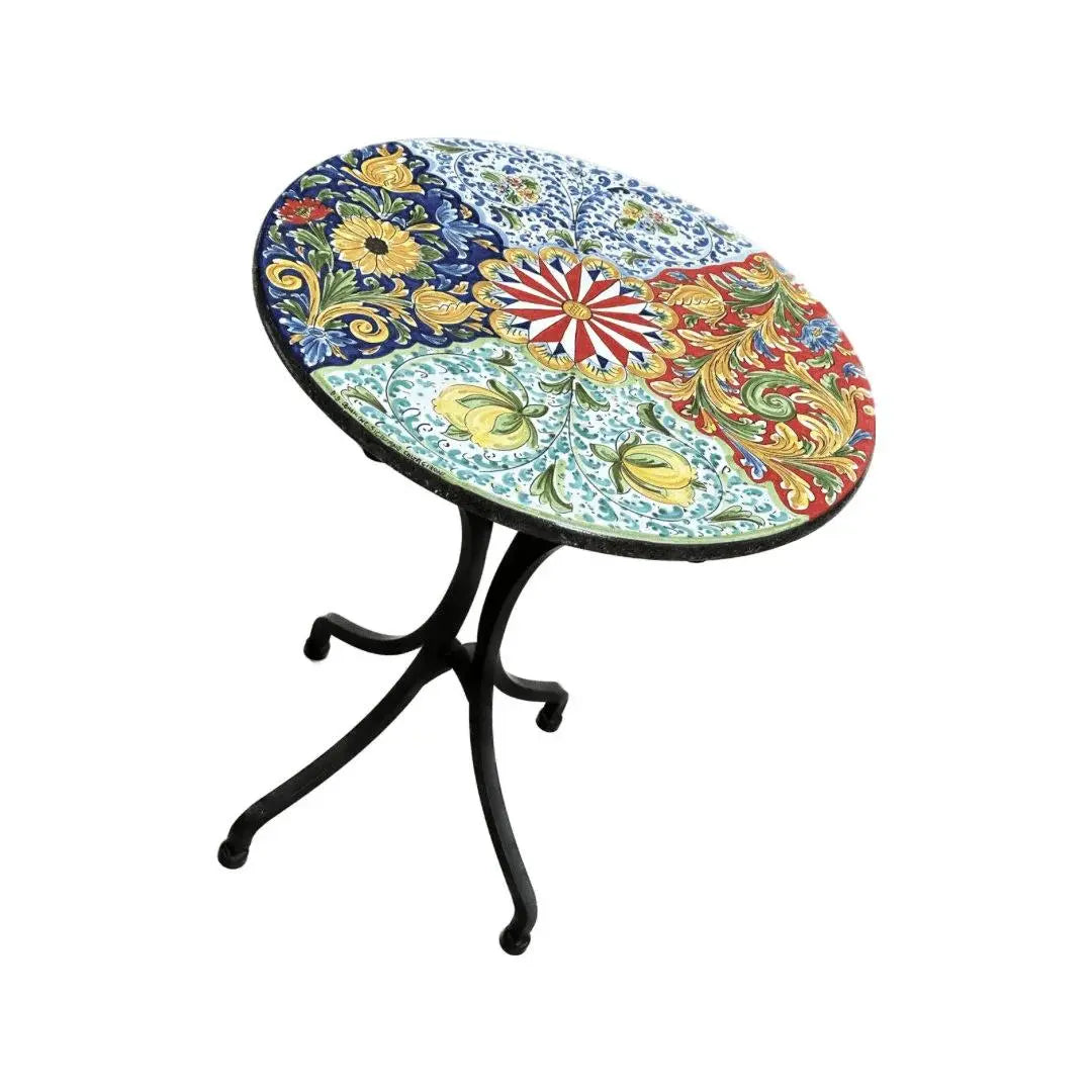 Tavolo Rotondo in Pietra Lavica Decoro N.5- MISURE VARIE - TAVOLO IN PIETRA LAVICA