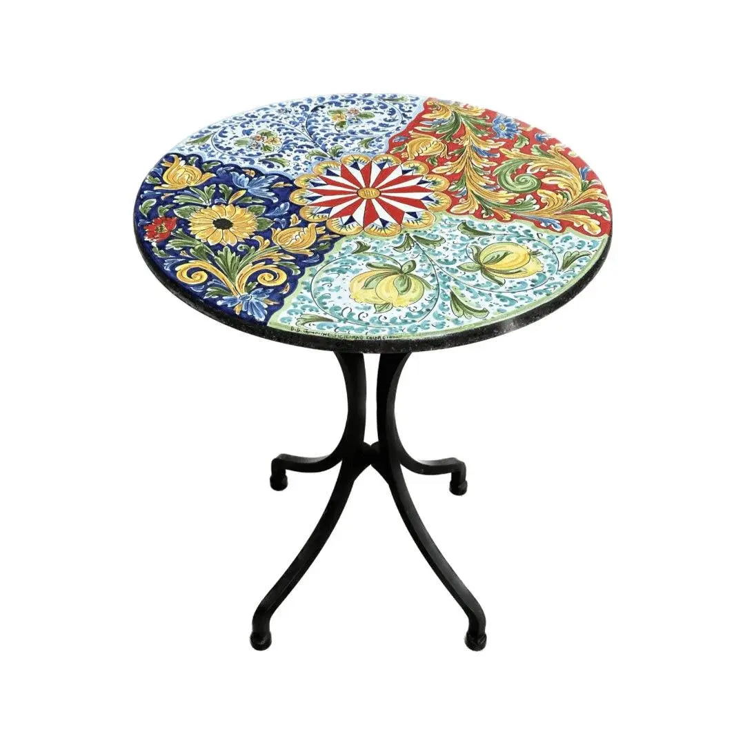 Tavolo Rotondo in Pietra Lavica Decoro N.5- MISURE VARIE - TAVOLO IN PIETRA LAVICA