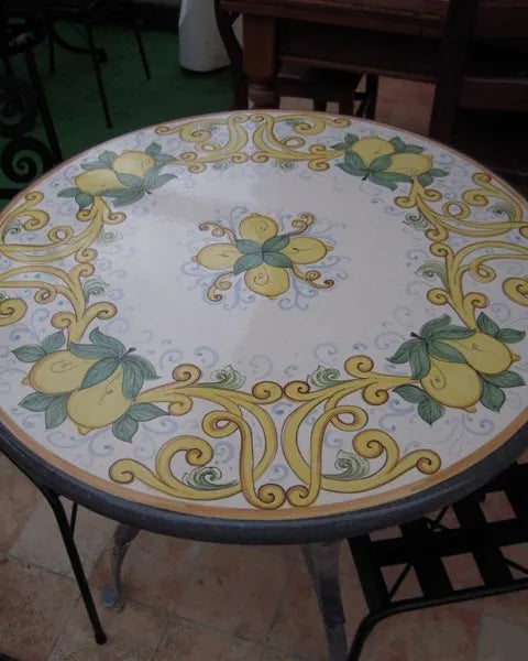 Tavolo Rotondo Limoni con Volute – Sinfonia di Colori - TAVOLI