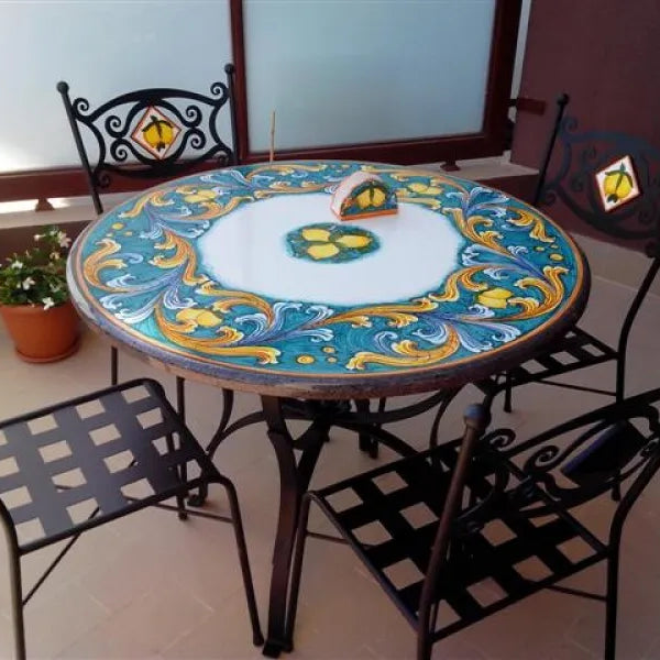 Tavolo Rotondo Ornato Verde – Sinfonia di Colori - TAVOLI