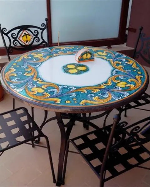 Tavolo Rotondo Ornato Verde – Sinfonia di Colori - TAVOLI