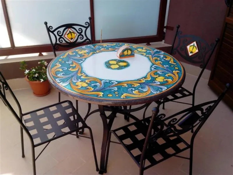 Tavolo Rotondo Ornato Verde – Sinfonia di Colori - TAVOLI