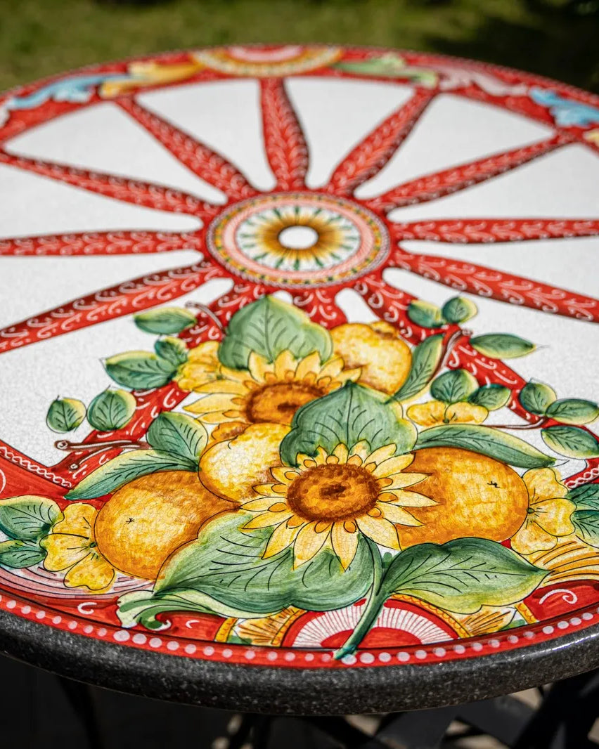 Tavolo Rotondo Ruota di Carro – Tradizione Siciliana Vivida - TAVOLI